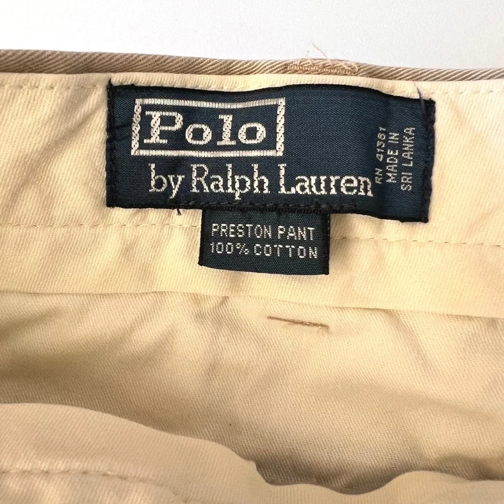 Polo Ralph Lauren Preston Pant Mens 38/32‎ Tan Khaki Cotton Chino Trousers